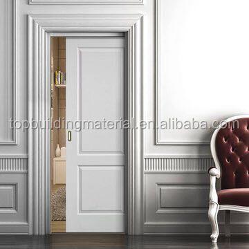 China Decoration White Simple Solid Wood Sliding Interior Door for sale