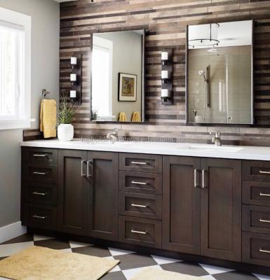 China Modern Featured Dark Brown Bath Vanity With Marble Top for sale