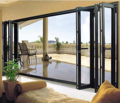 China Aluminum Folding Veranda Black Soundproof Glass Bifold Door for sale