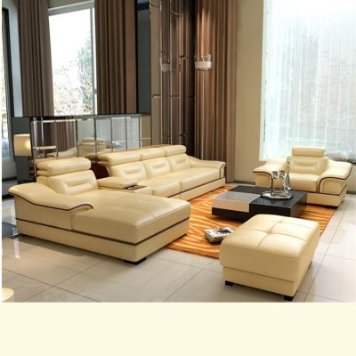 China Beige Sectional Leather Storage Sofa Living Room Sofa Leather Sofa Furniture for sale