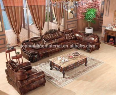 China Custom Large Home Living Room Furniture Dark Brown Sofa Set for sale