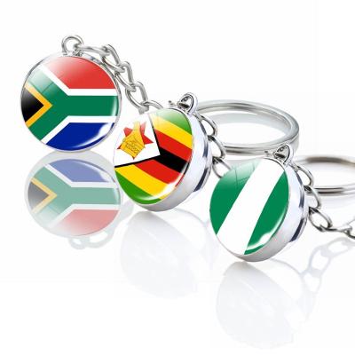 China Ghana Togo Benin Chad Nigeria Central Africa Congo Namibia South Africa Metal Souvenir National Flag Glass Ball Key Chain for sale