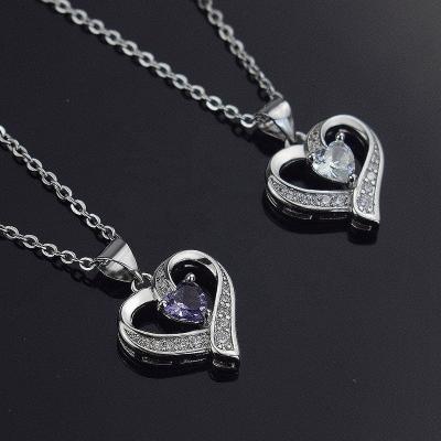 China Fashionable Rhinestone Alloy Heart Shaped Love Couples Jewelry Women's Lover's Lover's Gift Chic I Love You Pendant Necklace Men for sale