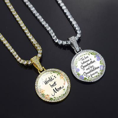 China Vintage Mothers Day Gifts Amd Grandmother Love Letters Rhinestone Tennis Jewelry Necklace Wholesale for sale