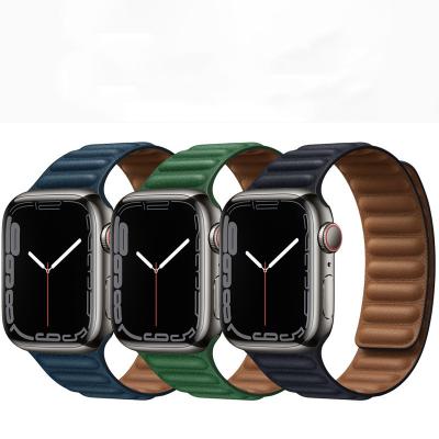 China Leather Loop Leather Strap For Apple Watch Band 44mm 40mm 45mm 41mm 38mm Magnetic 42mm 4 5 Se 6 7 Strap Belt Strap iWatch 3 Series for sale