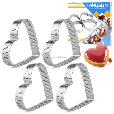 China Latest Arrival Sustainable Cheap Heart Shaped Kitchen Tools Stainless Steel Chocolate Cake Mousse Heart Shaped Ring for sale