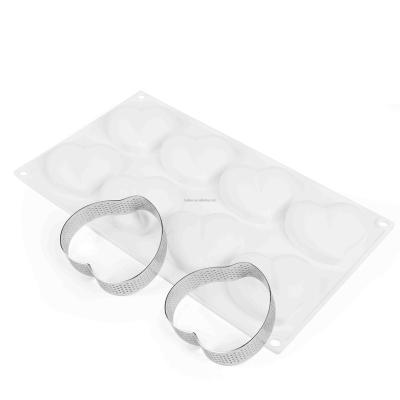 China 2022 Viable New Arrival Popular Heart Shape Silicone Mold Stainless Steel Chocolate Cake Mousse Ring for sale