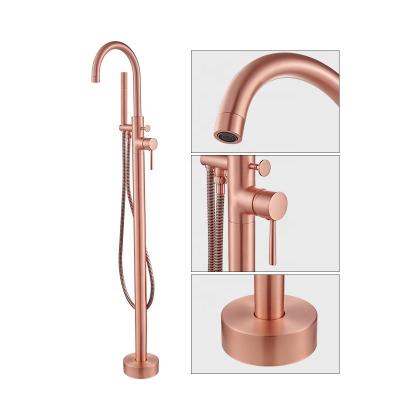 China Freestanding Faucet Rose Gold Bathtub Modern Brass Single Handle Bathroom Faucet Slide Bar Bathtub for sale