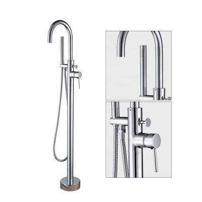 China Without Mixer Tap Cold/Hot Freestanding Floor Mounted Bathtub Spout Faucet Sliding Bar for sale