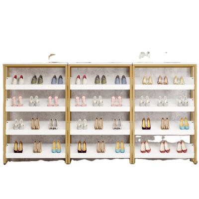 China Multi-Layer Metal Shelf Retail Store Clothing Shoe Bag Merchandise Display Rack for sale