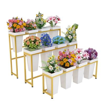 China Contemporary Hot Sale Commercial Wedding Flower Stand Outdoor Single Row Flower Bucket Display Stand for sale