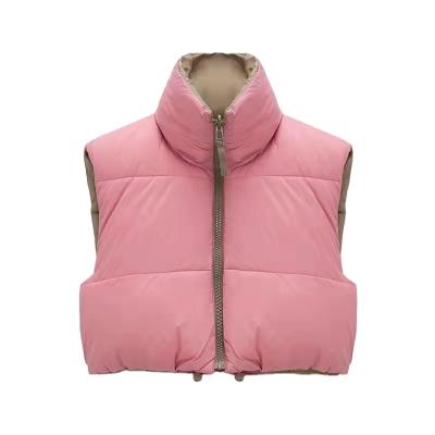 China New Clothing Breathable Spring Women's Cotton Coat Vest Zippered Stand Collar Vest Cropped Stripper Vest for sale