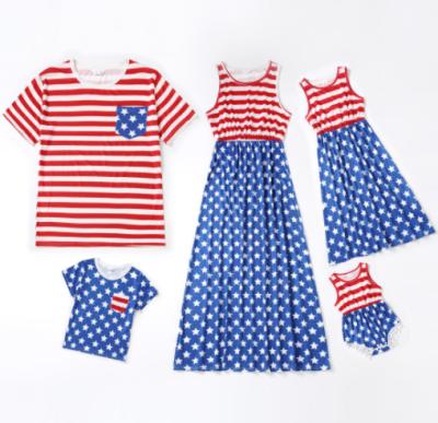 China 2022 Hot Sale American Parent-Child Outfit Mommy and Me QUICK DRY Family Clothing Parent Child Family Summer Matching Dress and T-shirt for sale