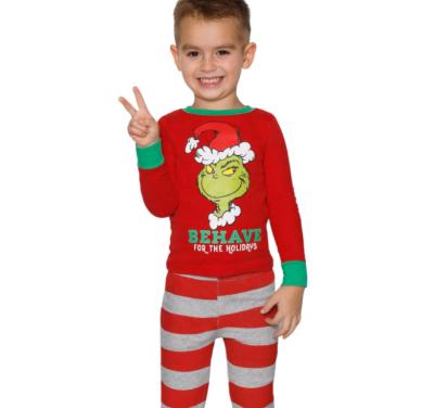 China 2021 New HOT Breathable Red Holiday Cotton Pajamas And Christmas Striped Matching Pajamas Kids Boys Pajamas for sale