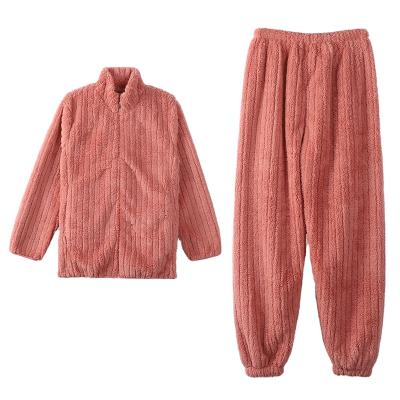 China 2021 new hot sale updraft solid color winter girl fresh pajamas set women's sleepwear winter pajamas velvet winter pajamas for sale