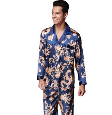 China 2021 hot sale QUICK DRY men's high quality elegant long sleeve silk pajamas sets men's sleepwear for sale