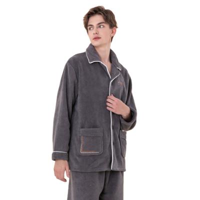 China 2021 Mens Plush Sleepwear Soft QUICK DRY Short Suit Sleepwear Two Piece Pajama Set For Men Winter Pajamas for sale