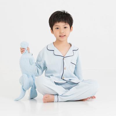 China 2022 New Design Thermal Long Sleeve Kids Lounge Wear Long Cotton Solid Color Light Thin Fuzzy Kids Pajamas Sets Unisex Kids Pajamas for sale