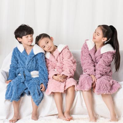 China NEW Lovely Thermal 2022 Plush Kids Sleepwear Long Robes Hot Unisex Fuzzy Kids Pajamas Classical Robes For Kids for sale