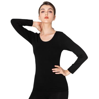 China 2021 low price women's cheap classic colorful round warm thin velvet underwear thermal tops QUICK DRY for sale