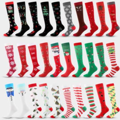 China 2021 Christmas QUICK DRY funny printed knitted stockings long socks hot sale wholesale cheap Christmas socks for women for sale