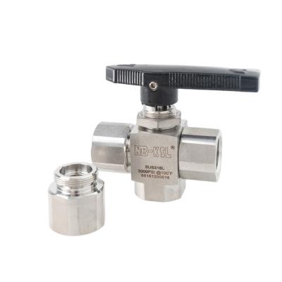 China General Female Tee Ball Valve 3 Shaft Way NPT/BSP/G for sale