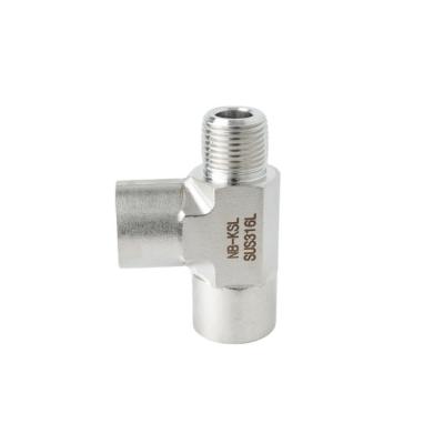 China Standard 1 Inch NPT BSPT Threads SS316 Street Male Tee Quick Connect Pipe Fittings for sale