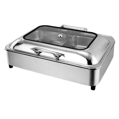 China Hold food in very cheap hotel factory direct sales 9 liters rectangular hydraulic transparent advanced chafing dish for sale