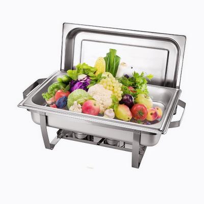 China #201 S.S. Wholesale Low Price Rectangular Hot Pot Buffet Food Heater Stainless Steel Hotel Dining Fold Buffet Dish for sale