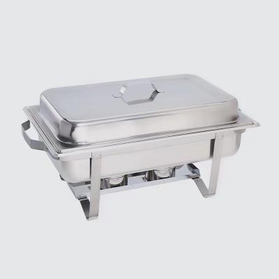 China #201 S.S. Wholesale Rectangular Hot Pot Buffet Food Heater Stainless Steel Hotel Dining Stove Chafing Dish Home Hotel Restaurant Supplies for sale