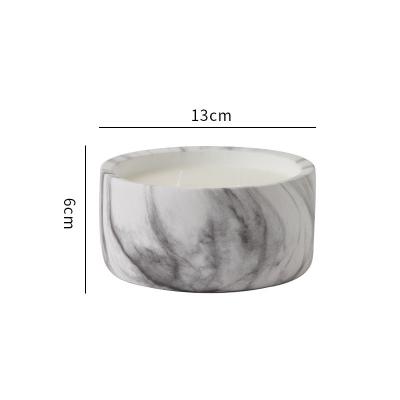 China Home Decoration Mini Ceramic Wax Cup Wood Grain Incense Round Cup Porcelain Candle Nordic Marbling Pot for sale