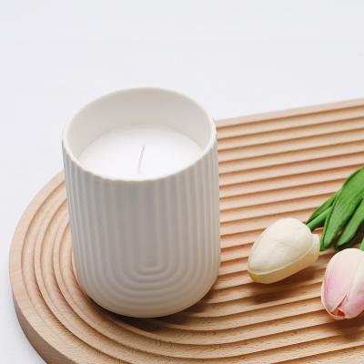 China Wholesale Custom Luxury Modern Candle Jar Cylinder Candle Container Holder For Christmas Ceramic White Candle Jar for sale