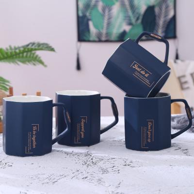 China Viable Gift Wholesale Ceramic Mug Creative English Water Style Diamond Mug Customs Office Nordic Coffee Mugs for sale