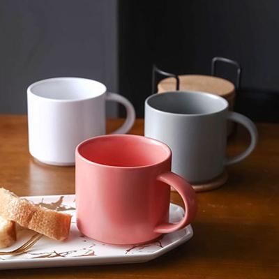 China Viable Wholesale Ceramic Creative Mugs Nordic Pure Color Coffee Mug Couple Home Porcelain Matte Cup Living Room Tea Cup for sale