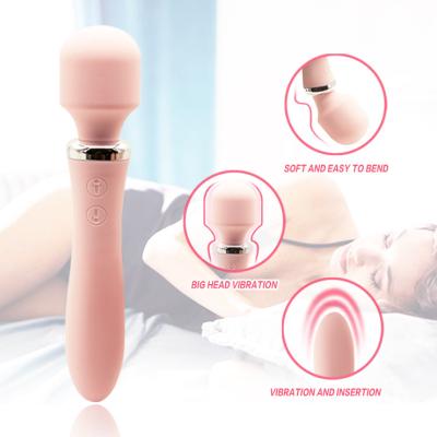 China Silicone+ABS The latest 180 degree rotating G-point vibrating rod charging vibrating rod double head vibrating rod female vaginal toy for sale