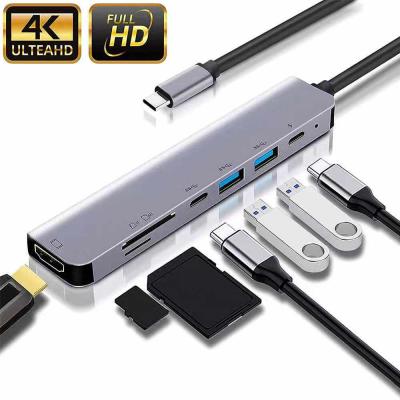 China Mac System Is Driver-Bee Pogo 7 In 1 Type C Multi Hub 3.0 SD TF USB C Hub PD Docking Station 4k HDM USB For Macbook XiaoMi Laptop HUAWEI for sale