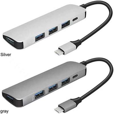 China Hot Selling Data Transfer Pogo Amazon USB 3.0 Type C 5 Ports 4*USB 3.0 With PD Power Supply Type C HUB For Macbook , Windows for sale