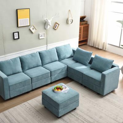 China Other Blue Modern High Quality Furniture Modular L Shaped Sofa For Living Room for sale