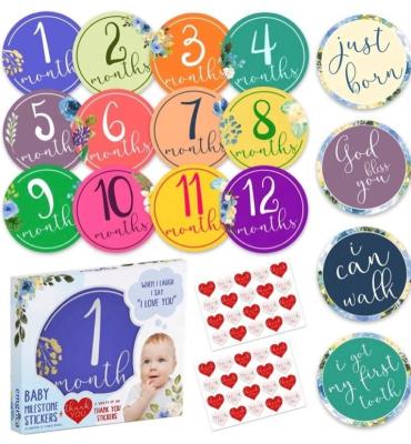 China Baby Waterproof Newborn Month Stickers Baby Milestone Monthly Sticker For Every Kids High Quality for sale