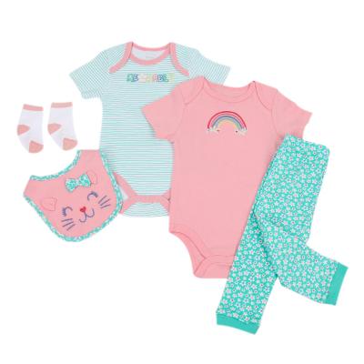 China European and American Central Statistical Institute Europe and the United States Baby Style Set of Cute Patterned 5 Piece Cotton Suit Baby Clothes for sale