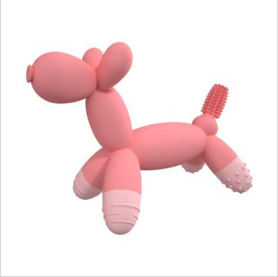 China 2021 New Creative Cute Dog Shape Food Grade Silicone Gently Teething Teether Rubbery Chew Stick Sensory Toys for sale