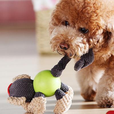 China Small Animals Toy Maker Plush Rubber Pet Toy Dog Bite Voice Toys With Feeding Ball for sale