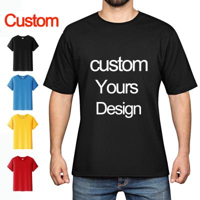 China High Quality Anti-Wrinkle Mens White 50% Cotton Polyester O-Neck T-shirt Printing Plus Plain Logo Printed Black Unisex Custom Size Tshirts for sale