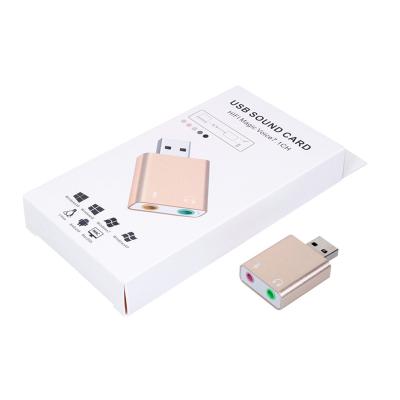 China OEM Aluminum External Sound Card Computer PC Mobile Phones USB 7.1 Stereo Audio Adapter for Windows and Mac Computer for sale