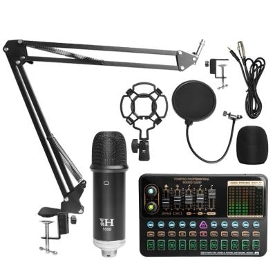 China Professional USB Microphone Factory OEM Condenser Microphone with Sound Card Set for Live Recording for sale