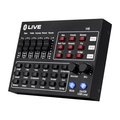 China External Sound Card Live Streamer Sound Card Recording Audio Interface Mixer with Noise Reduction Podcast Mixer CSL-H8 for sale