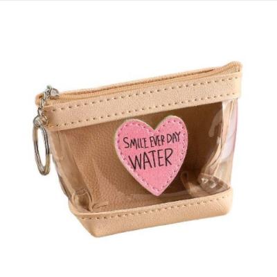 China Fashion New Product Women's Wallet Heart-Shape PatternTransparent Candy Color Lady Zipper Coin Purse With Key Chain Wholesale for sale