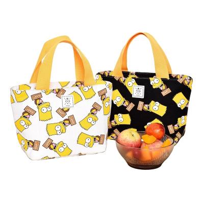 China Can Hold Mini Cartoon Canvas Kids Lunch Bento Cooler Bag Student Ladies Lunch Box Cooler Bag Lunch Tote Bag for sale