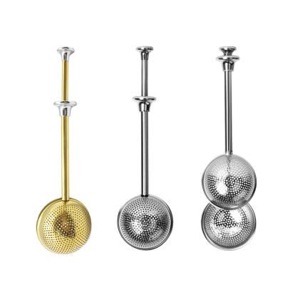 China WITH LID Amazon Success Round Portable Telescopic Herbal Tea Ball Infuser Cylinder 304 Stainless Steel Mesh Tea Strainer Wholesale for sale