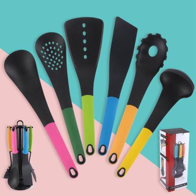 China Stocked 6pcs Nylon Kitchenware Kitchen Utensils Set Nonstick Cookware Set With Gift Box for sale